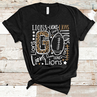 Go Lions Football Typography White Word Art Direct to Film Transfer - 10 to 14 Day Ship Time