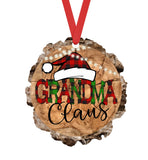 Grandma Claus Faux Wood Slice Ornament