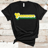 Greenwave Retro Font Green, White, and Yellow Direct to Film Transfer - 10 to 14 Day Ship Time