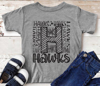 Hawks School Mascot Screen Print Transfer Youth - Preorder