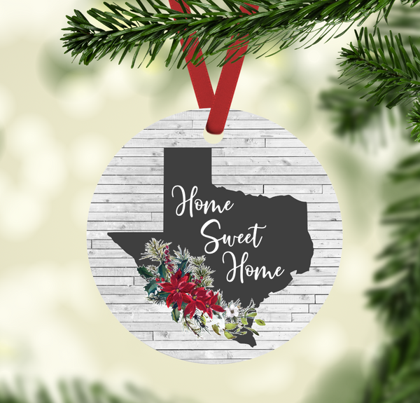 Wholesale State of Texas Home Sweet Home with Poinsettias Ornaments