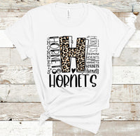 Hornets Mascot Leopard Typography Direct to Film Transfer - 10 to 14 Day Ship Time