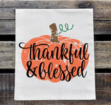 Thankful and Blessed  Distressed Pumpkin Screen Print Transfer Youth - RTS