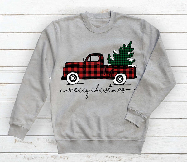 Red Plaid Truck  Screen Print Transfer Youth Size - HIGH HEAT FORMULA - RTS