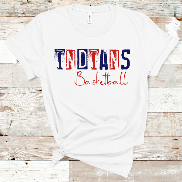Indians Basketball Grunge Navy and Red Direct to Film Transfer - 10 to 14 Day Ship Time