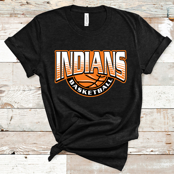 Indians Basketball Orange, White, and Black Text Direct to Film Transfer - 10 to 14 Day Ship Time