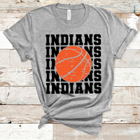 Indians Stacked Mascot Basketball Black Text Adult Size Direct to Film Transfer - 10 to 14 Day Ship Time