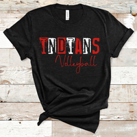 Indians Volleyball Grunge Red and White Direct to Film Transfer - 10 to 14 Day Ship Time