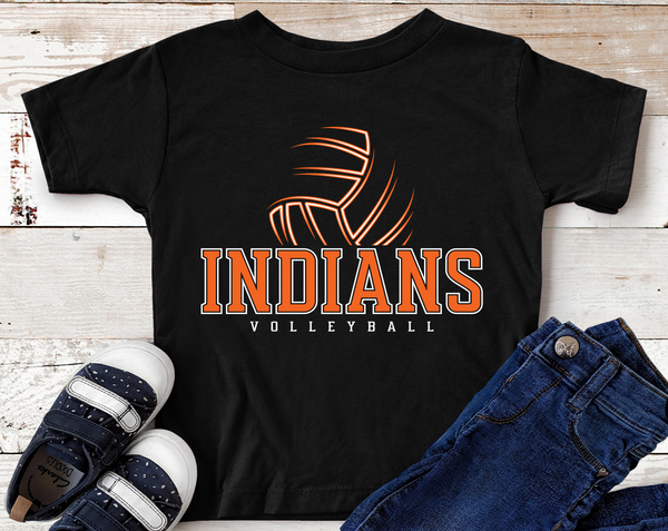 Indians Volleyball Orange and White Direct to Film Transfer - YOUTH SIZE - 10 to 14 Day Ship Time