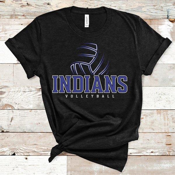 Indians Volleyball Royal Blue and White Text Direct to Film Transfer - 10 to 14 Day Ship Time