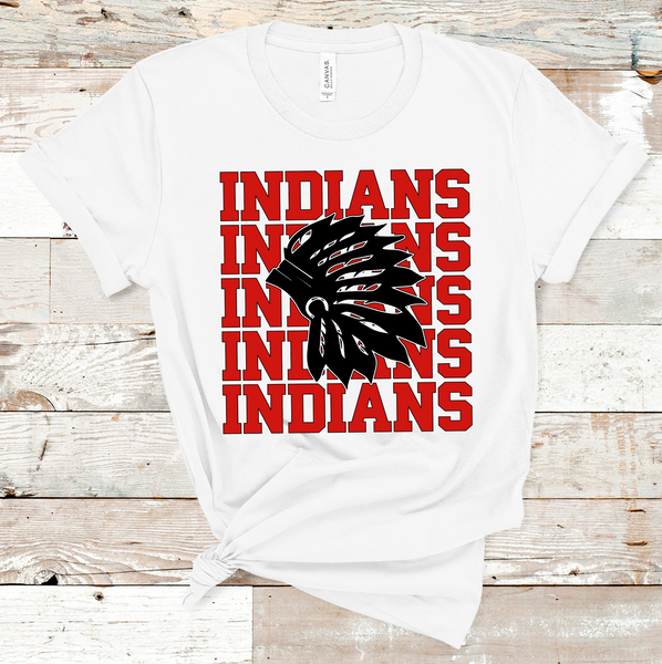 Indians Mascot Red and Black Adult Size Direct to Film Transfer - 10 to 14 Day Ship Time
