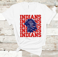 Indians Mascot Red and Navy Adult Size Direct to Film Transfer - 10 to 14 Day Ship Time
