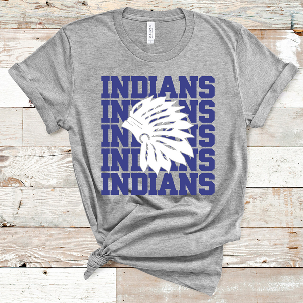 Indians Mascot Royal Blue and White Adult Size Direct to Film Transfer - 10 to 14 Day Ship Time