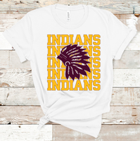 Indians Mascot Gold and Maroon Adult Size Direct to Film Transfer - 10 to 14 Day Ship Time
