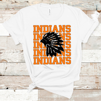 Indians Mascot Orange and Black Adult Size Direct to Film Transfer - 10 to 14 Day Ship Time