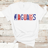 Jaguars Grunge Single Line Red and Royal Blue Direct to Film Transfer - 10 to 14 Day Ship Time