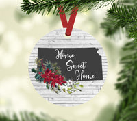 Wholesale State of Kansas Home Sweet Home with Poinsettias Ornaments