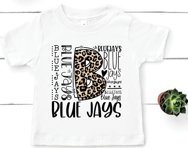 Blue Jays Leopard Typography Direct to Film Transfer - YOUTH SIZE - 10 to 14 Day Ship Time