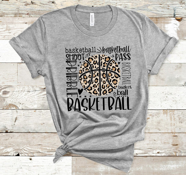 Leopard Basketball Typography Word Art Screen Print Transfer - HIGH HEAT FORMULA - RTS