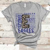 Eagles Leopard Typography Royal Blue Word Art Direct to Film Transfer - 10 to 14 Day Ship Time