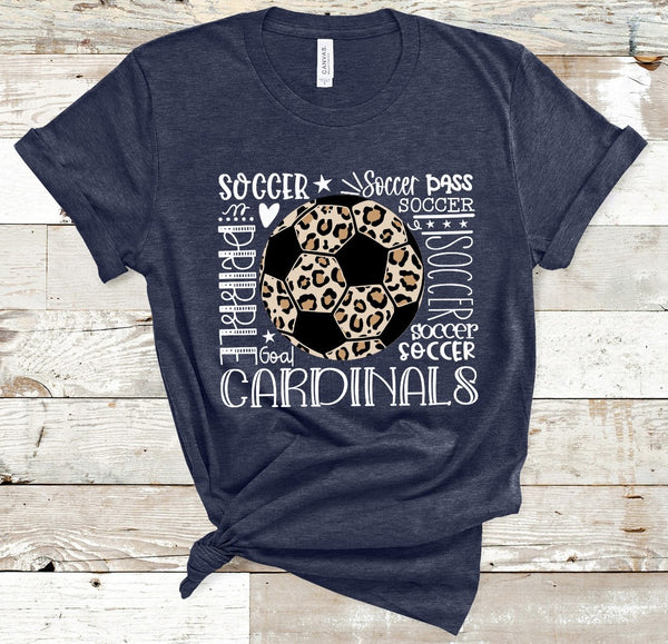 Soccer Leopard White Typography Customized Mascot Name Direct to Film Transfer - 10 to 14 Day Ship Time