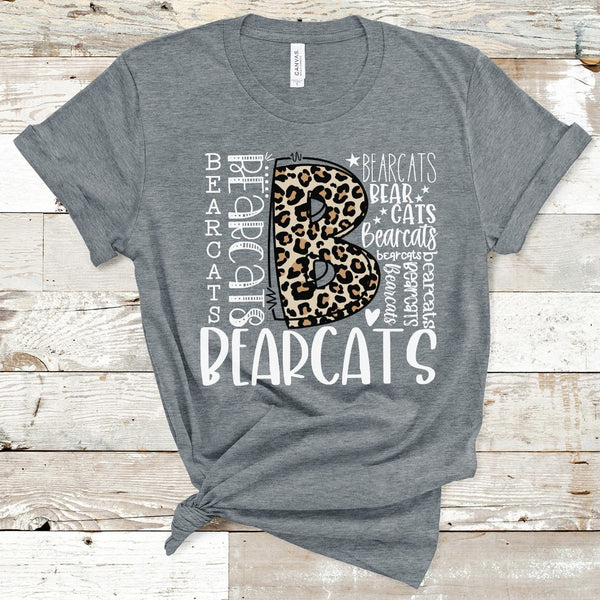 Bearcats Leopard Typography White Word Art Direct to Film Transfer - 10 to 14 Days Until RTS