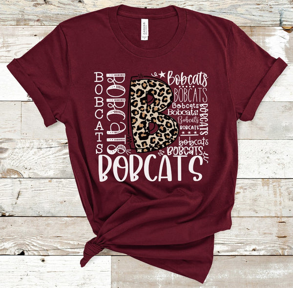 DESTASH - Ready to Ship 4 Pack of Bobcats Leopard Typography White