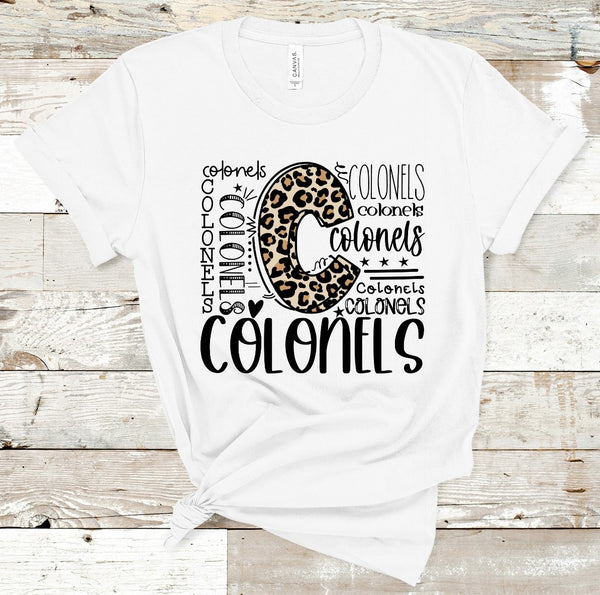 Colonels Leopard Typography Word Art Direct to Film Transfer - 10 to 14 Day Ship Time