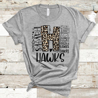 Hawks Leopard Typography Word Art Direct to Film Transfer - 10 to 14 Day Ship Time