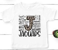 Jaguars Leopard Typography Word Art Direct to Film Transfer - YOUTH SIZE - 10 to 14 Day Ship Time