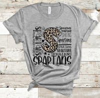 Spartans Leopard Typography Word Art Direct to Film Transfer - 10 to 14 Day Ship Time