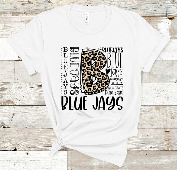 Blue Jays Leopard Typography Word Art Direct to Film Transfer - 10 to 14 Day Ship Time
