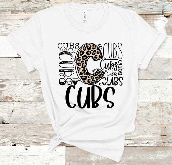Cubs Leopard Typography Word Art Direct to Film Transfer - 10 to 14 Day Ship Time