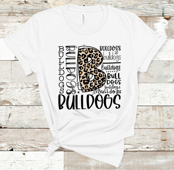 Bulldogs Leopard Typography Word Art Direct to Film Transfer - 10 to 14 Day Ship Time