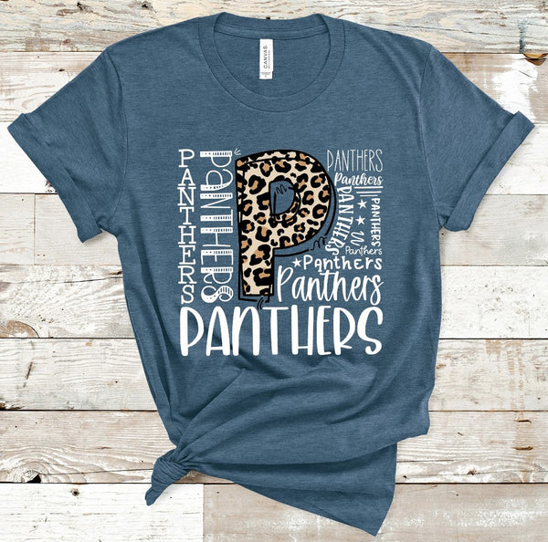 Panthers Leopard Typography White Word Art Direct to Film Transfer - 10 to 14 Day Ship Time