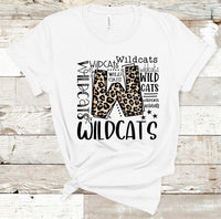 Wildcats Leopard Typography Word Art Direct to Film Transfer - RTS