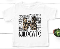 Wildcats Leopard Typography Word Art Direct to Film Transfer - TODDLER SIZE - 10 to 14 Day Ship Time