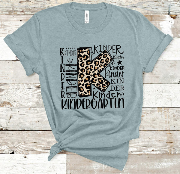 Kindergarten Leopard Typography Word Art Direct to Film Transfer - 10 to 14 Day Ship Time