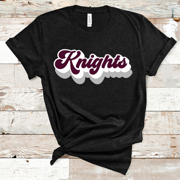 Knights Retro Mascot Maroon, White, and Gray Direct to Film Transfer - 10 to 14 Day Ship Time