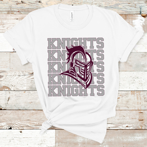 Knights Mascot Gray and Maroon Adult Size Direct to Film Transfer - 10 to 14 Day Ship Time