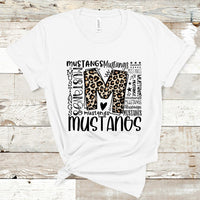 Mustangs Mascot Leopard Typography Direct to Film Transfer - 10 to 14 Day Ship Time