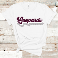 Leopards Font Gray, White, and Maroon Direct to Film Transfer - 10 to 14 Day Ship Time