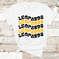 Leopards Wavy Retro Mascot Black and Gold Direct to Film Transfer - 10 to 14 Day Ship Time