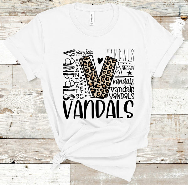 Vandals Leopard Typography Word Art Direct to Film Transfer - 10 to 14 Day Ship Time