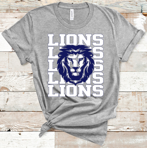 Lions Mascot White and Navy Adult Size Direct to Film Transfer - 10 to 14 Day Ship Time
