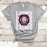 Lions Mascot White and Maroon Adult Size Direct to Film Transfer - 10 to 14 Day Ship Time