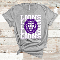 Lions Mascot White and Purple Adult Size Direct to Film Transfer - 10 to 14 Day Ship Time