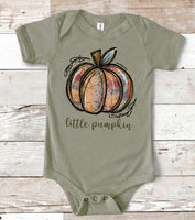Little Pumpkin Fall Watercolor Infant Size Screen Print Transfer - HIGH HEAT FORMULA - RTS