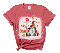I Love Being a Lolli Valentine's Day Gnome with Hearts Sublimation Transfer - SUBLIMATION TRANSFER - RTS