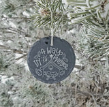 Away In a Manger Nativity Round Slate Ornament